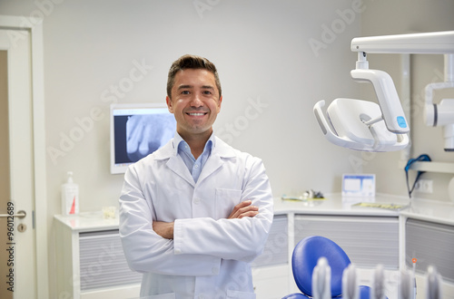 happy male dentist at dental clinic office