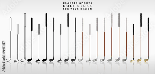 Playing putter golf. Different colors and shapes for your design