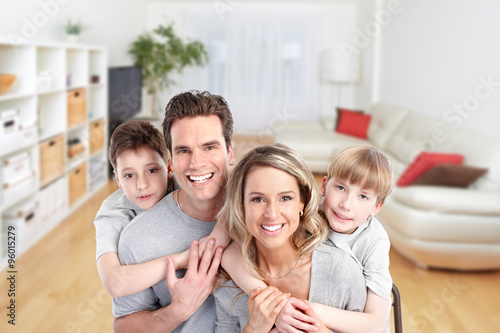 Happy family in a new house.