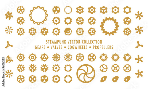 Fotografia Steampunk Collection (isolated on white) - Gears, Valves & Propellers