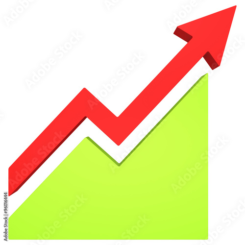 3d red arrow and green chart