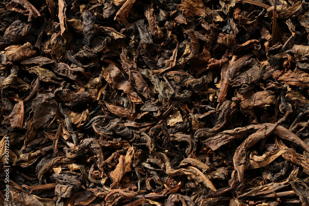 Dried black tea leaves