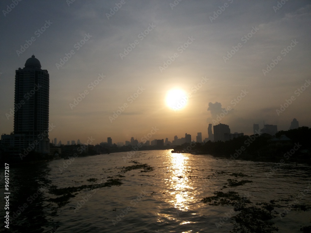 Sunrise on city scape in thailand
