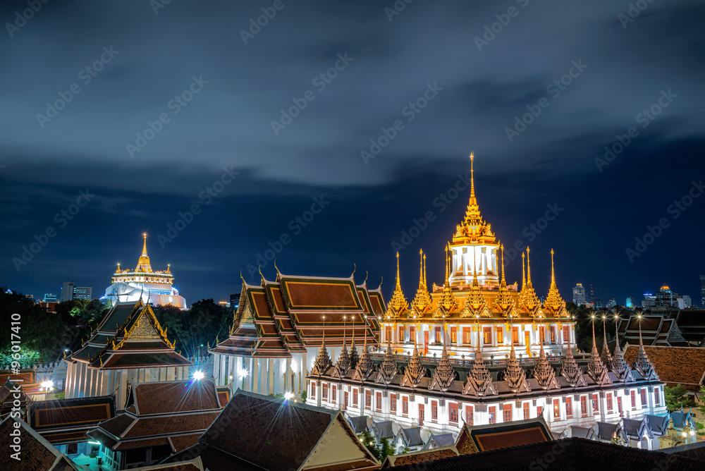 Wat Ratchanaddaram and Loha Prasat Metal Palace in Bangkok ,Thailand