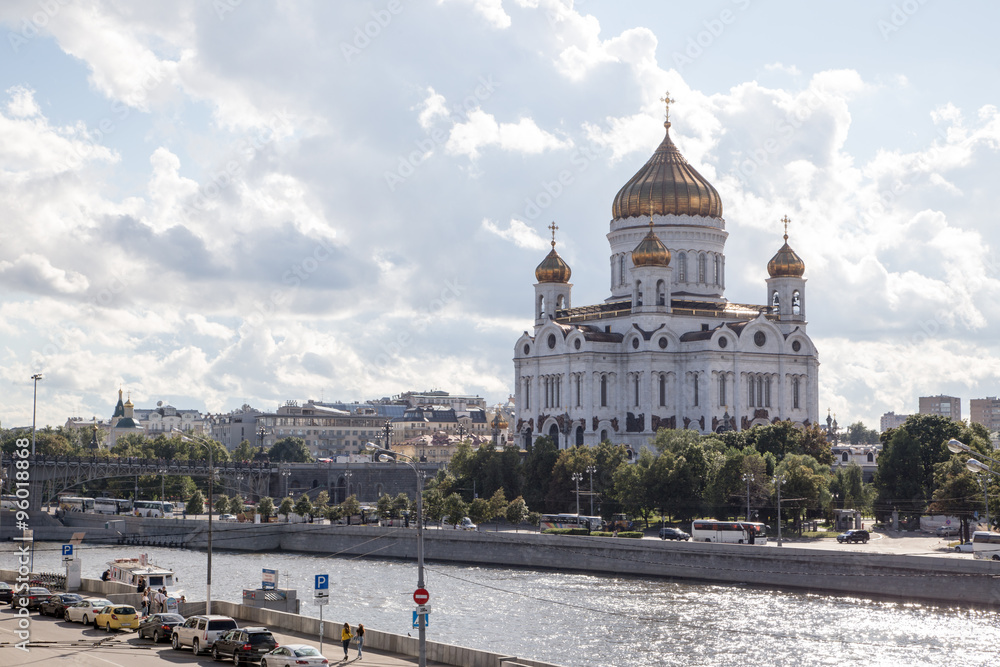 Cathedral of Christ the Saviour and Moskva river in Moscow, Russia