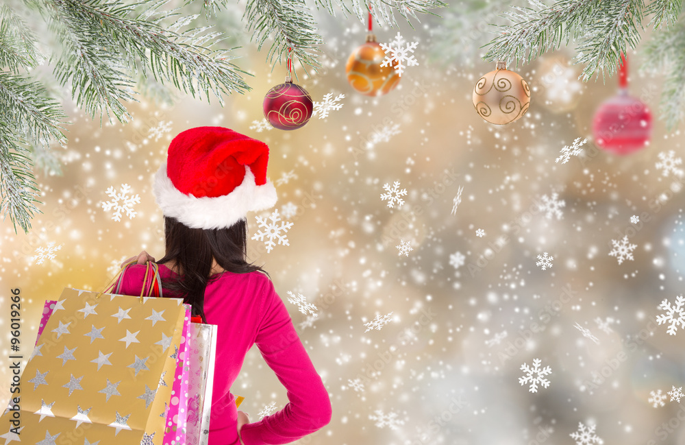 Christmas Shopping. Happy young girl with shopping bags. Christmas Shopping. Happy young girl with shopping bags.