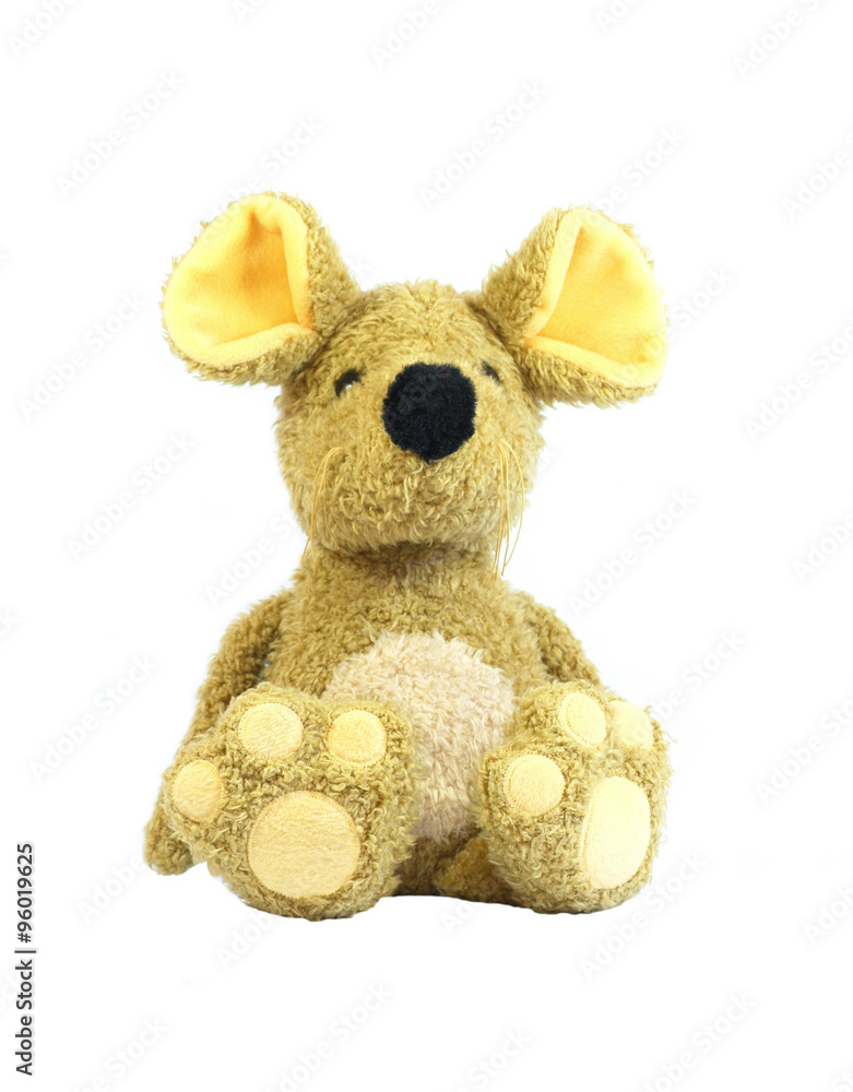 Fototapeta premium Une peluche de souris sur fond blanc