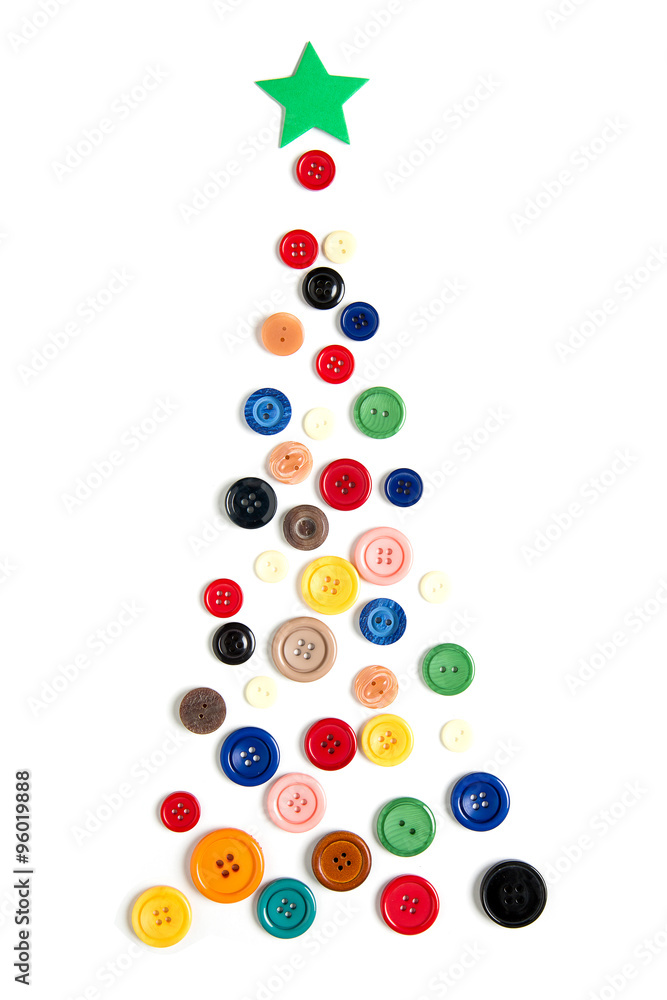 Christmas tree made with colored buttons