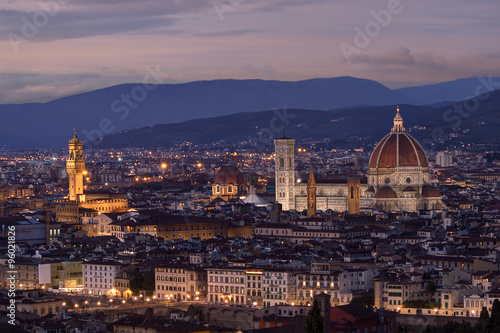 Florence, cityscape at dusk