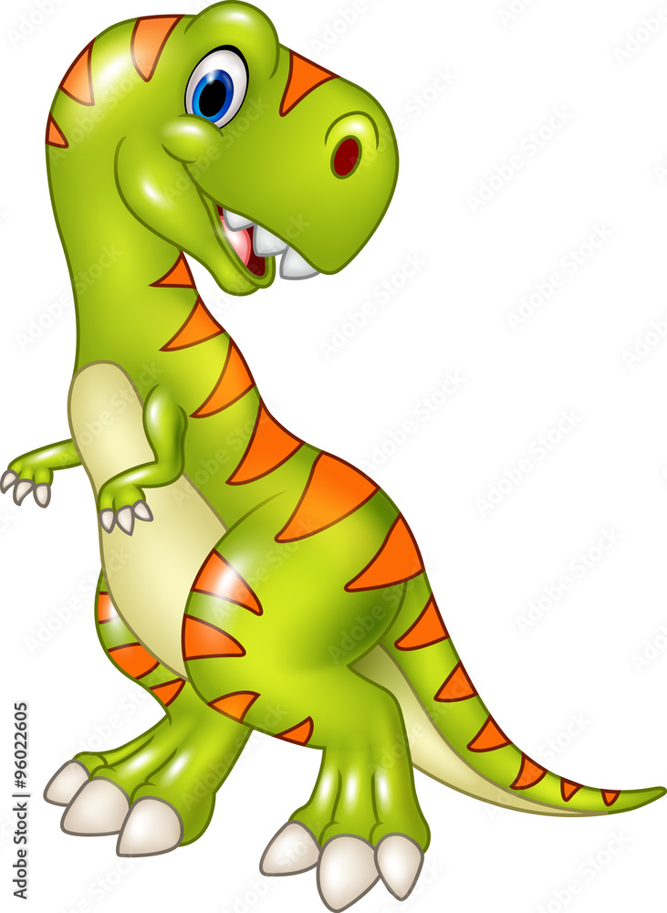 Fototapeta premium Cartoon funny tyrannosaurus isolated on white background