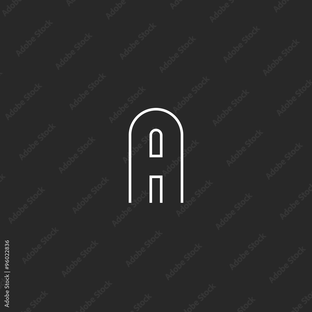 First latter alphabet monogram logo, mockup outline minimalism hipster style emblem First latter alphabet monogram logo, mockup outline minimalism hipster style emblem