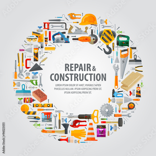 working tools vector logo design template. construction or repair icons