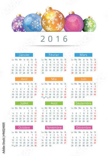 Calendrier 2016-Boules de Noël