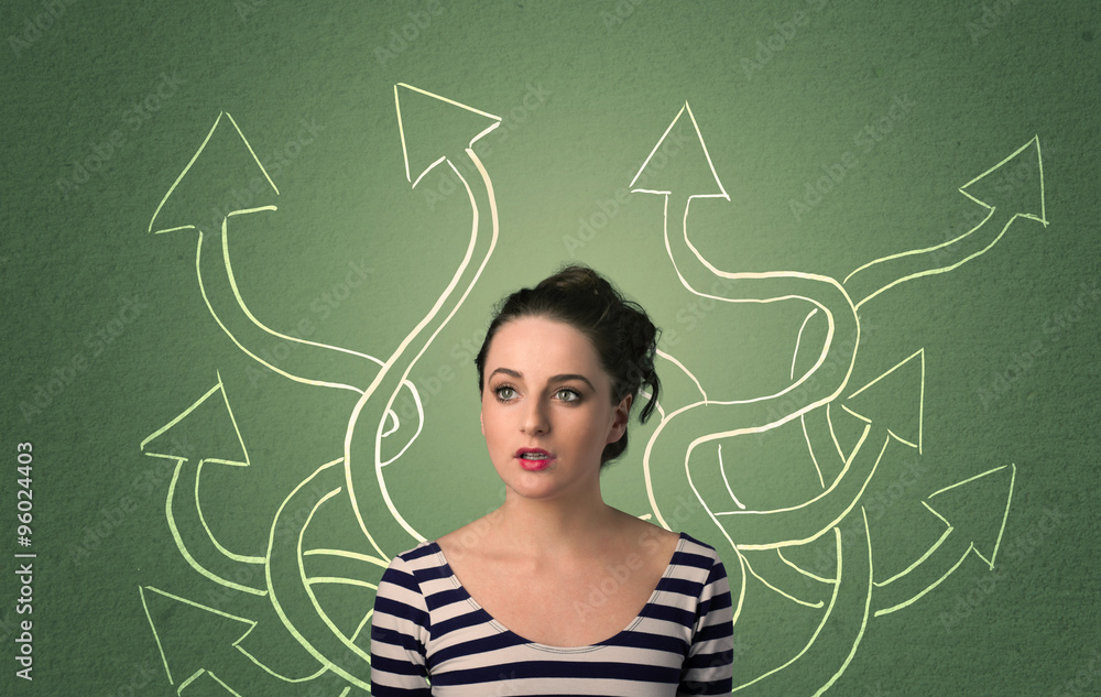 Beautiful girl thinking a solution Beautiful girl thinking a solution