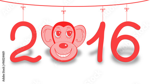 Illustration 2016 Happy New Year background with monkey.