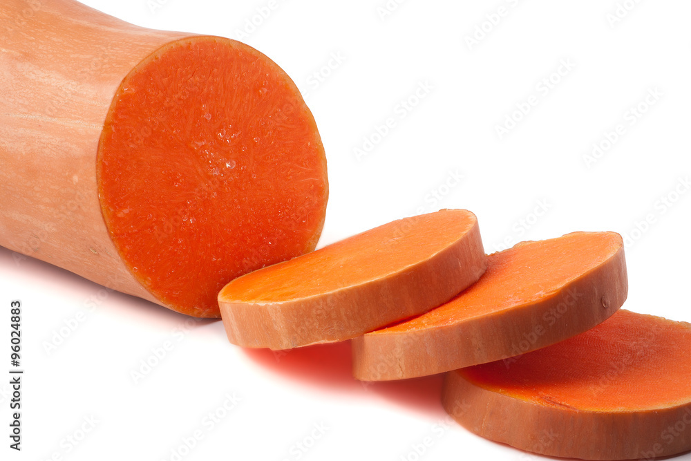Sliced pumpkin isolated on white background Sliced pumpkin isolated on white background