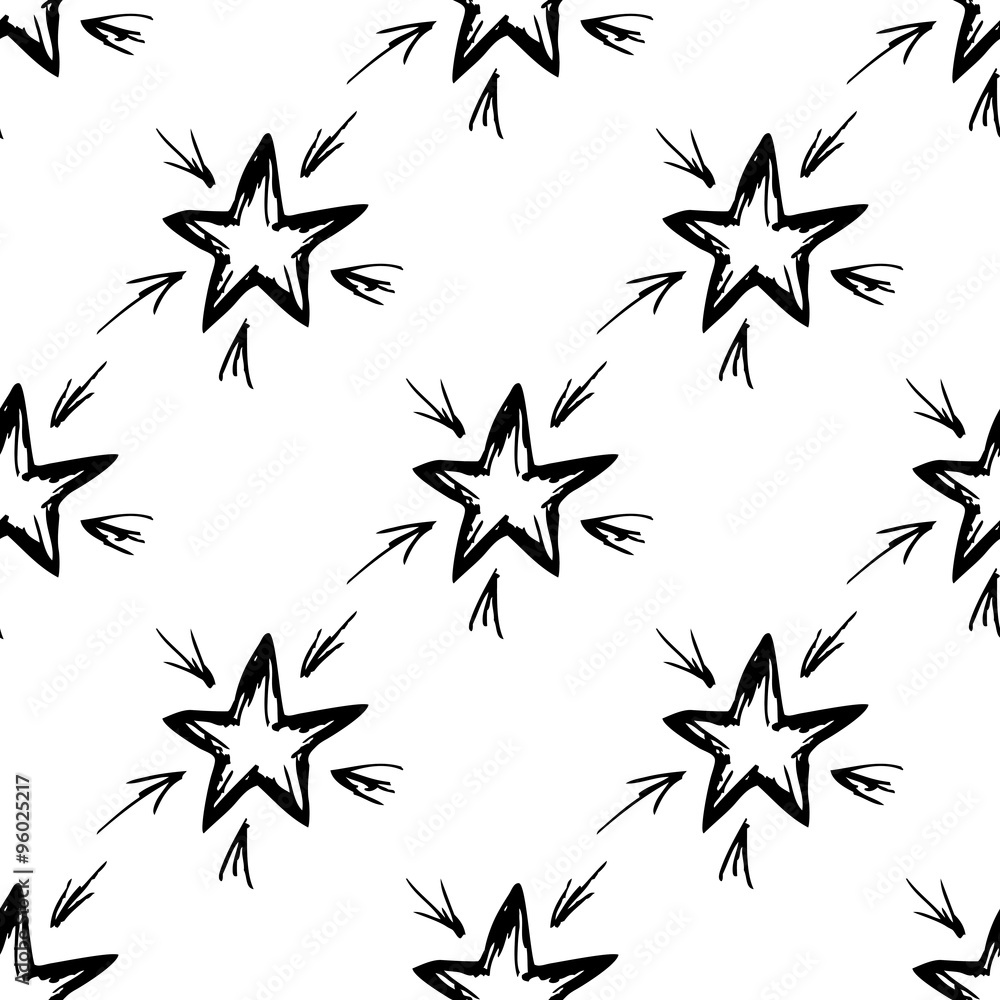 Obraz premium Seamless pattern hand-drawn star