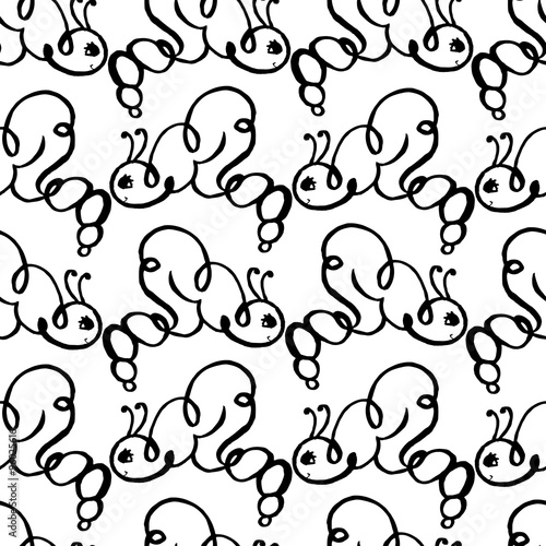 caterpillar doodle seamless pattern background