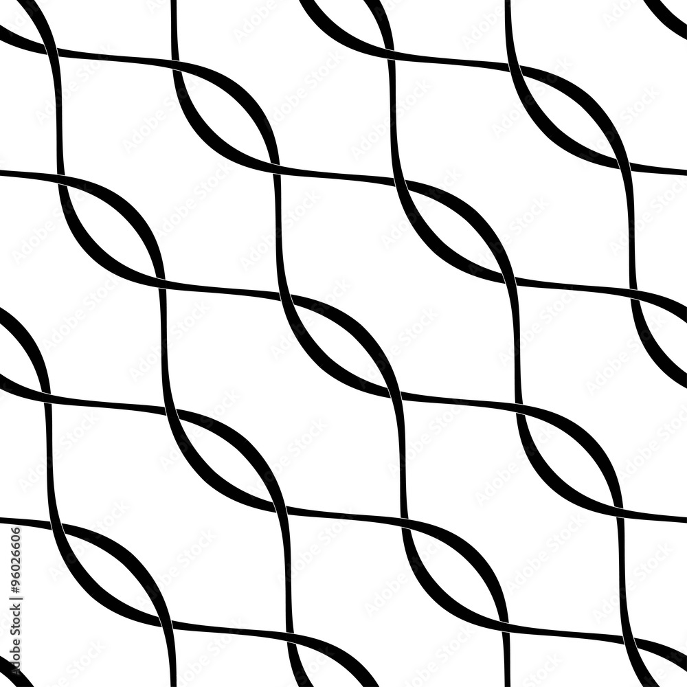 Vector seamless texture. Modern abstract background. A grid of intertwined wavy lines arranged diagonally.