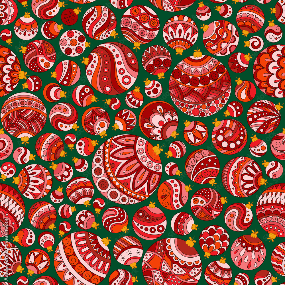 Naklejka premium Seamless Christmas background with christmas balls.