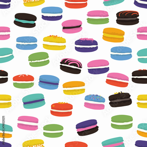 Seamless pattern with colorful macaroon cookies. Vector illustration.