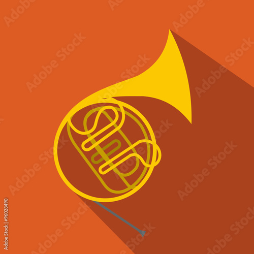 French horn flat icon