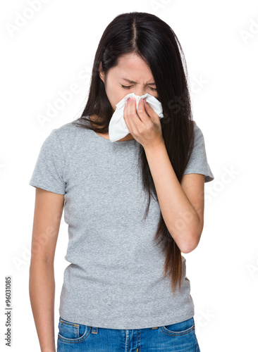 Obraz na płótnie Asian Young Woman sneezing