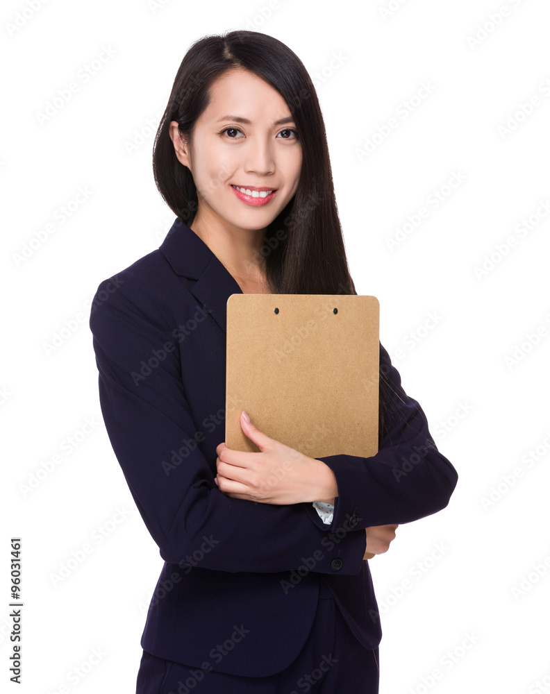 Asian Young Businesswoman hold with file pad Asian Young Businesswoman hold with file pad