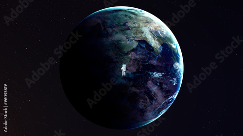Fototapeta Naklejka Na Ścianę i Meble -  Astronaut alone in deep space. Elements of this image furnished by NASA