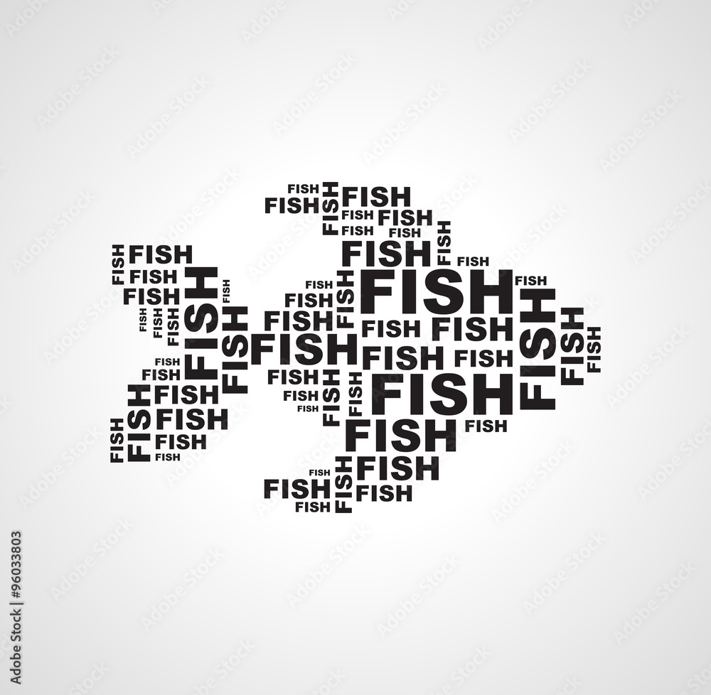 Naklejka premium stock image fish contain the word fish monochrome