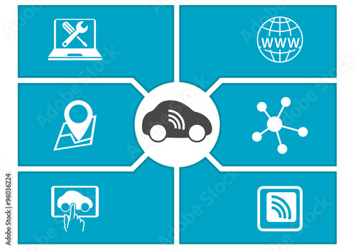 Connected car and digital mobility concept. Vector illustration.