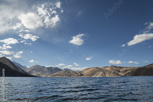 Blue rippled surface of high mountain lake