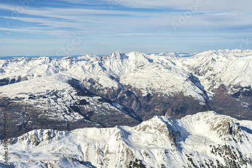 High mountain range at sunny day winter alpine landscape © ivan604
