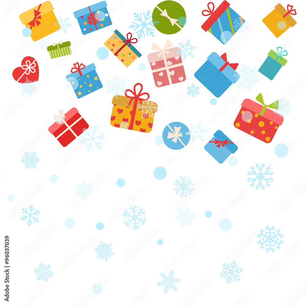 Christmas background with snowflakes and gift boxes Christmas background with snowflakes and gift boxes