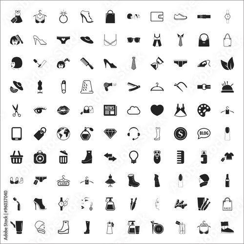 fashion 100 icons universal set for web and mobile