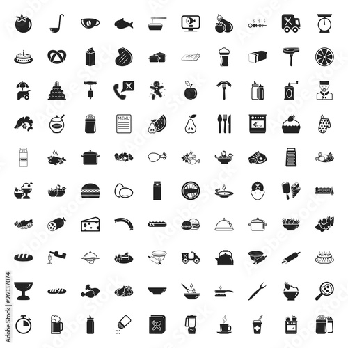 food 100 icons set for web