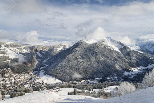 Alpine resort winter landscape