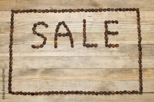 advert sale made of coffee beans