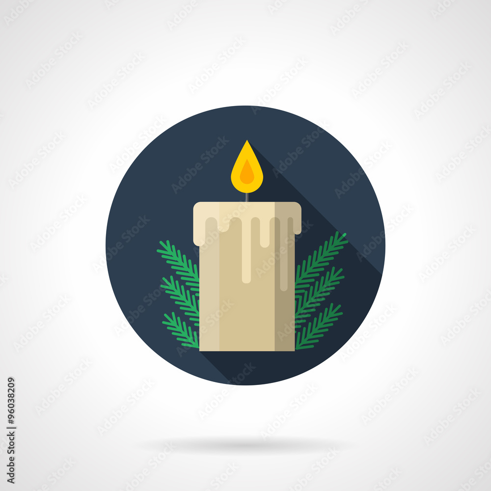 Round flat blue vector icon for Christmas candle Round flat blue vector icon for Christmas candle