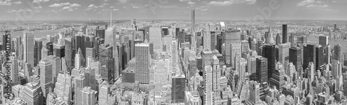 Black and white panoramic picture of Manhattan  NYC.