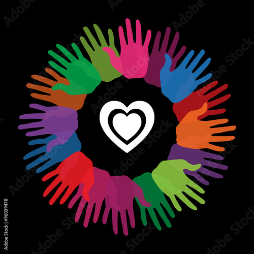 colorful hands with heart