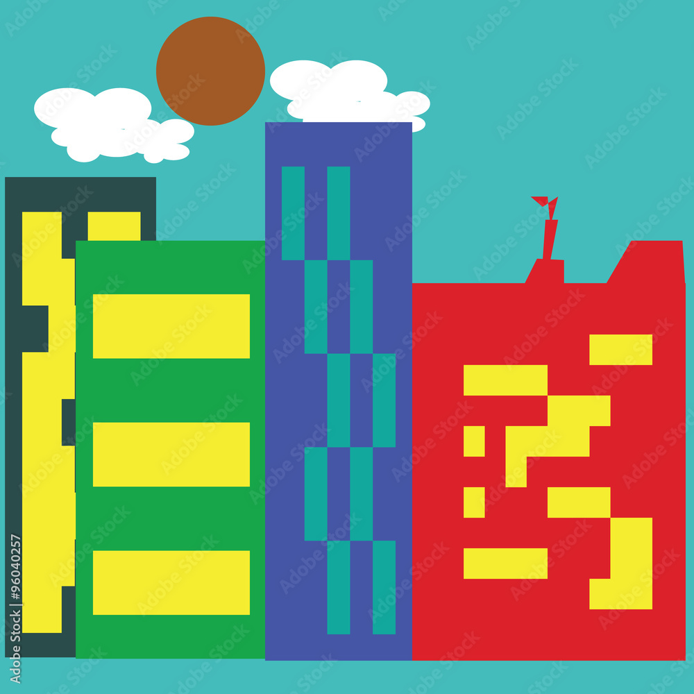 Naklejka premium Flat city design urban landscape illustration