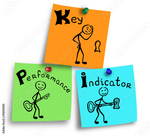key performance indicator drawings on a post notes