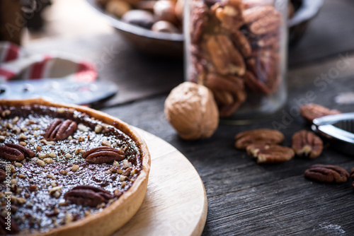 Traditional pecan nut pie