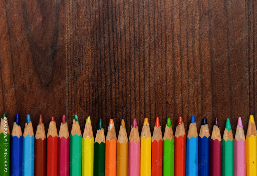 Border made of coloured pencils Border made of coloured pencils