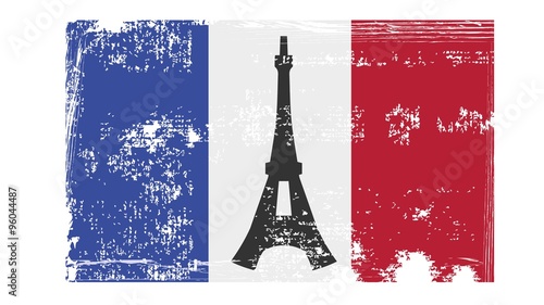 Flage Frankreich mit Eiffelturm