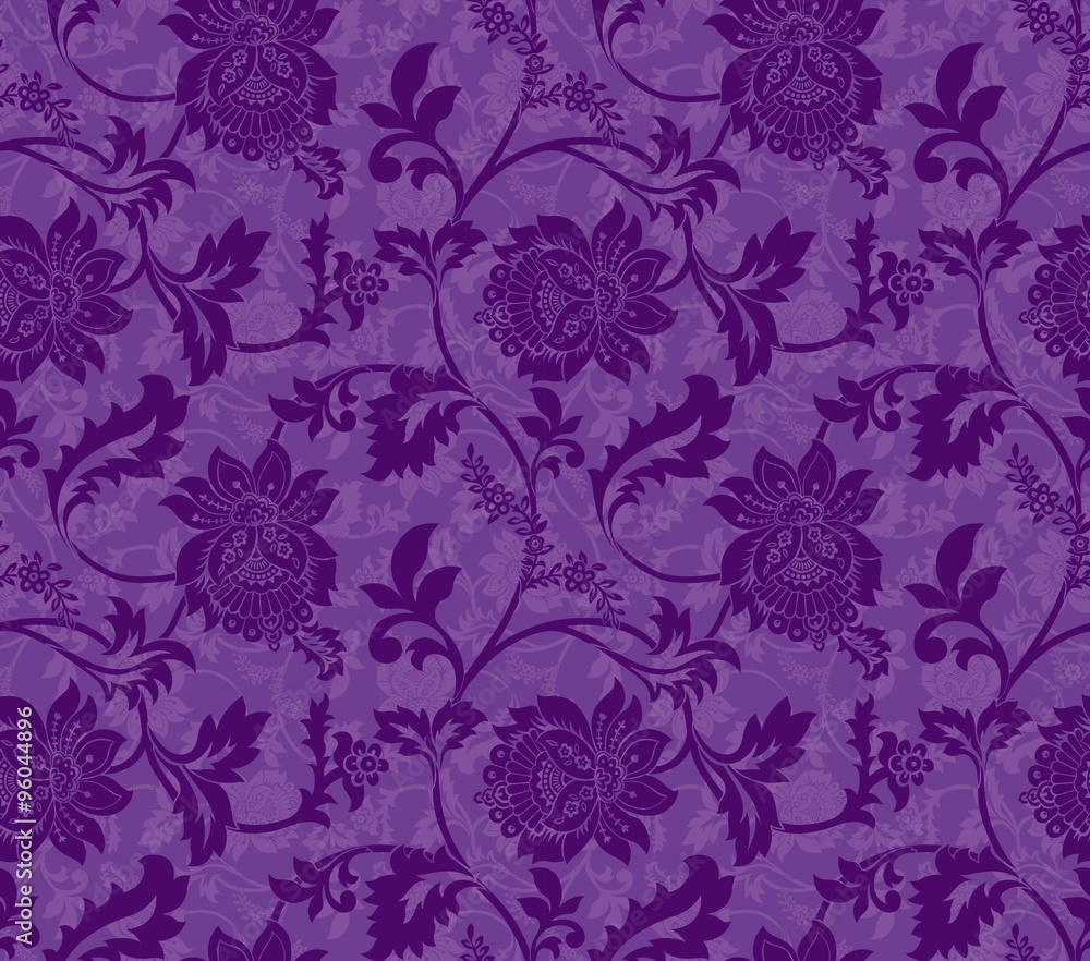 Purple Ornamental Flowers Seamless Pattern Purple Ornamental Flowers Seamless Pattern