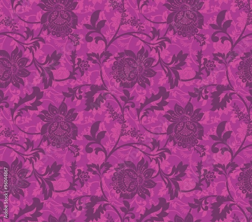 Pink Ornamental Flowers Seamless Pattern