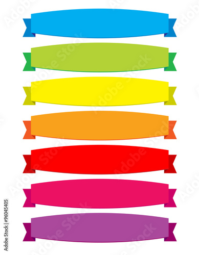 Colored bulge tape labels, labels for titles 