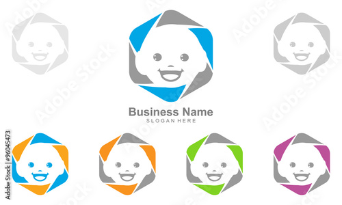 baby photo logo, camera baby vector logo design